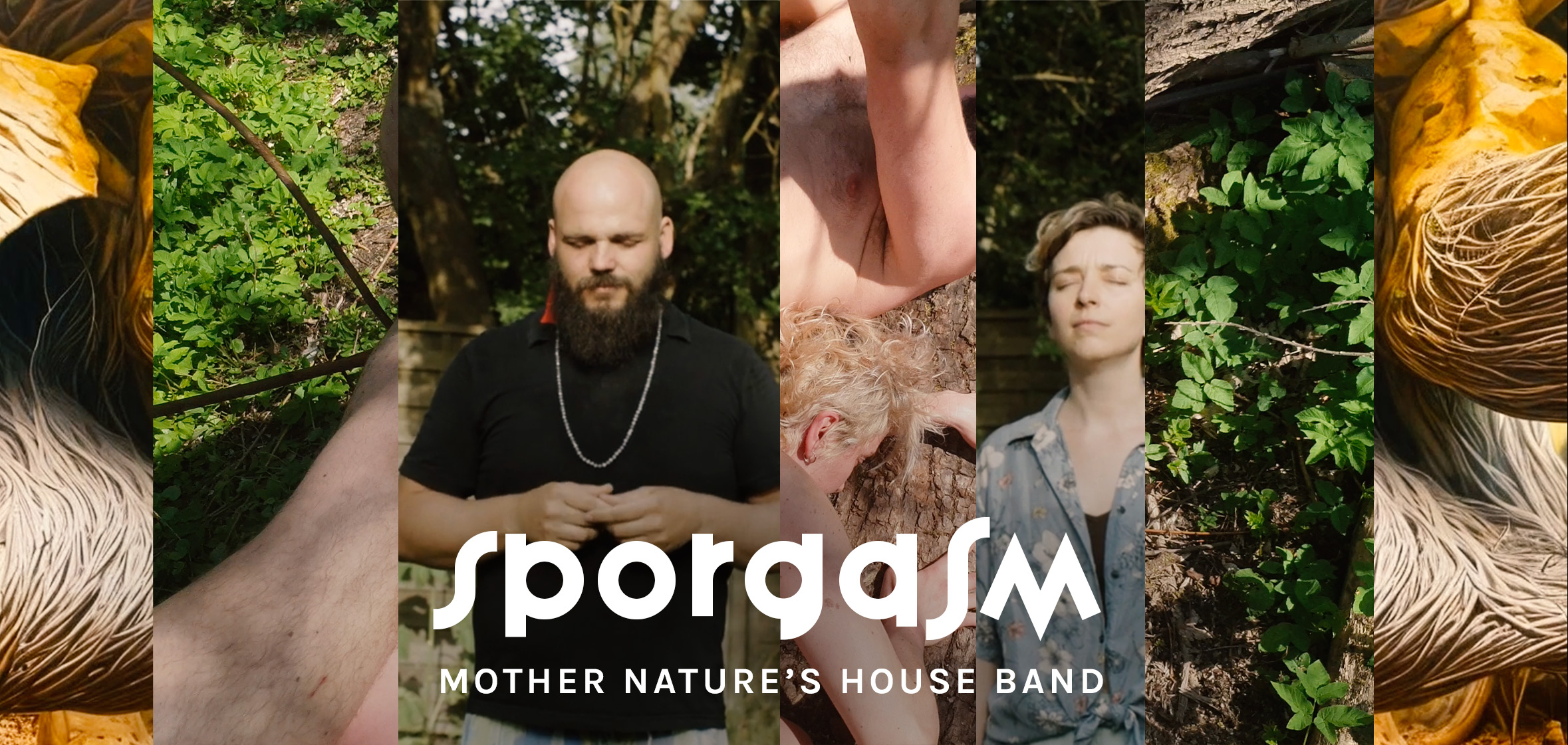 Sporgasm, Mother Nature's House Band image, collage of Poli and Jon and Nature elements